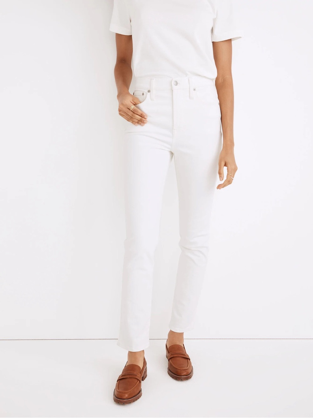 Madewell “The Perfect Vintage Jean” High-Rise Straight Jeans in White